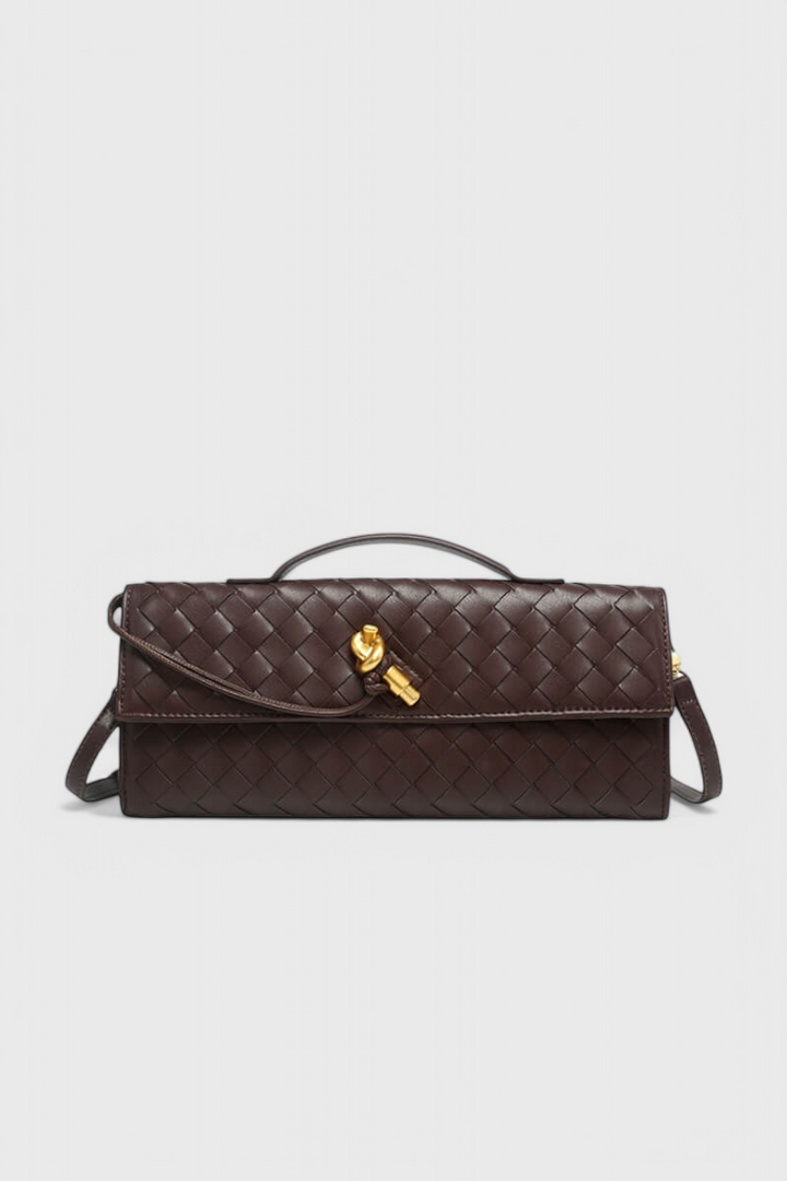Τσάντα Clutch Melanie με Λεπτομέρεια Χρυσού Κόμπου