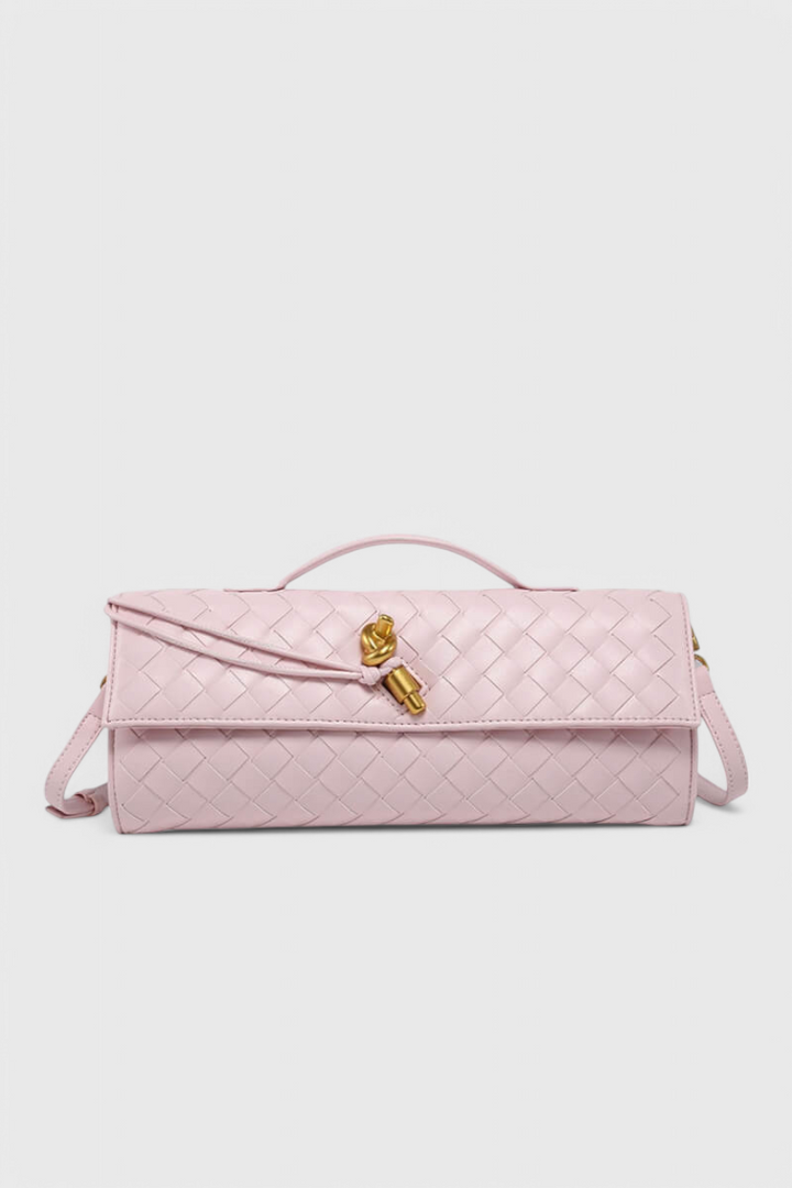 Τσάντα Clutch Melanie με Λεπτομέρεια Χρυσού Κόμπου